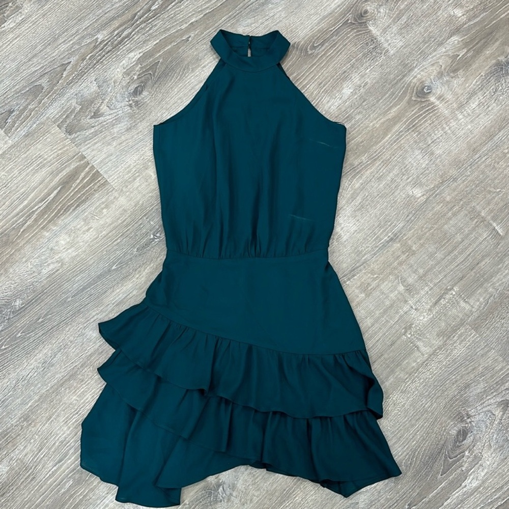 HALTER ASYMMETRICAL RUFFLE MINI